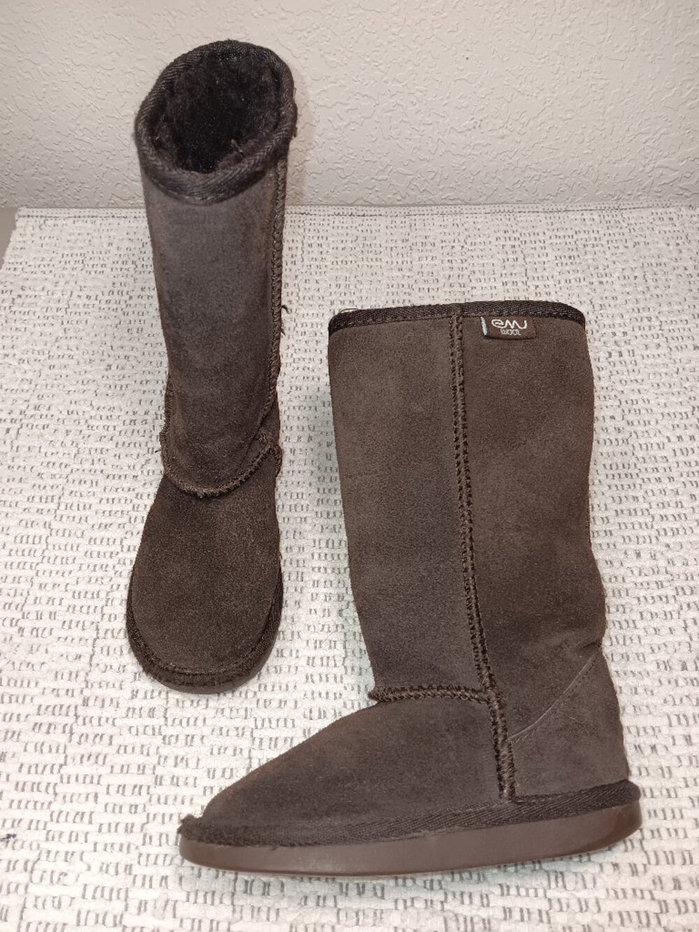 Emu Australia Kids Toddler 'Bronte Hi' Brown Suede Merino Wool Boots sz 9